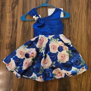 Blue and Pink Floral Kids Dress